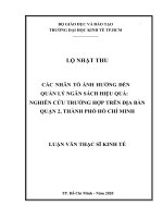 Các nhân tố ảnh hưởng đến quản lý ngân sách hiệu quả nghiên cứu trường hợp trên địa bàn quận 2, thành phố hồ chí minh 