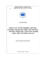 Pháp luật về bồi thường, hỗ trợ, tái định cư khi nhà nước thu hồi đất để phát triển khu, cụm công nghiệp   thực tiễn tại tỉnh long an 