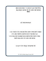 Các nhân tố ảnh hưởng đến tính hữu hiệu của hệ thống kiểm soát nội bộ tại các doanh nghiệp bảo hiểm phi nhân thọ trên địa bàn TP  hồ chí minh 