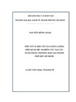 Tiến tố và hậu tố của chất lượng mối quan hệ nghiên cứu tại các ngân hàng thương mại tại thành phố hồ chí minh 