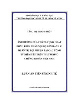 Ảnh hưởng của chất lượng hoạt động kiểm toán nội bộ đến hành vi quản trị lợi nhuận tại các công ty niêm yết trên thị trường chứng khoán việt nam 
