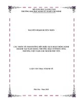 Các nhân tố ảnh hưởng đến hiệu quả hoạt động kinh doanh tại ngân hàng thương mại cổ phần công thương việt nam   chi nhánh phú yên 