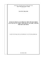 Áp Dụng Pháp Luật Hình Sự Đối Với Tội Trộm Cắp Tài Sản Từ Thực Tiễn Quận Tân Phú