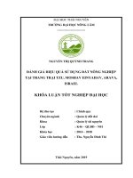 Đánh Giá Hiệu Quả Sử Dụng Đất Nông Nghiệp Tại Trang Trại Tzu, Moshav Einyahav, Arava, Israel