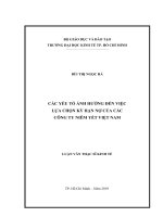 Các yếu tố ảnh hưởng đến việc lựa chọn kỳ hạn nợ của các công ty niêm yết việt nam 