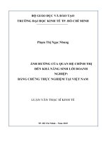 Ảnh hưởng của quan hệ chính trị đến khả năng sinh lời của doanh nghiệp bằng chứng thực nghiệm tại việt nam 