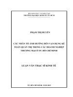 Các nhân tố ảnh hưởng đến việc vận dụng kế toán quản trị trong các doanh nghiệp thương mại ở thành phố hồ chí minh 