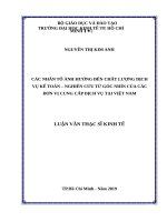 Các nhân tố ảnh hưởng đến chất lượng dịch vụ kế toán – nghiên cứu từ góc nhìn của các đơn vị cung cấp dịch vụ tại việt nam 