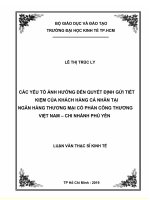 Các yếu tố ảnh hưởng đến quyết định gửi tiết kiệm của khách hàng cá nhân tại ngân hàng thương mại cổ phần công thương việt nam – chi nhánh phú yên 