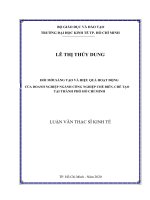 Đổi mới sáng tạo và hiệu quả hoạt động doanh nghiệp ngành công nghiệp chế biến, chế tạo tại thành phố hồ chí minh 