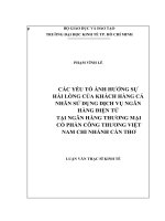 Các yếu tố ảnh hưởng sự hài lòng của khách hàng cá nhân sử dụng dịch vụ ngân hàng điện tử tại ngân hàng thương mại cổ phần công thương việt nam – chi nhánh cần thơ 