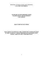 Giải pháp thúc đẩy mức độ tham gia của cộng đồng vào chương trình mục tiêu quốc gia xây dựng nông thôn mới tỉnh trà vinh  tt tiếng anh 