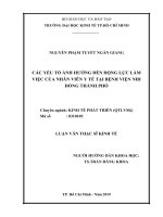 Các yếu tố ảnh hưởng đến động lực làm việc của nhân viên y tế tại bệnh viện nhi đồng thành phố 