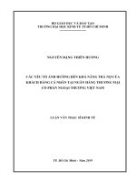 Các yếu tố ảnh hưởng đến khả năng trả nợ của khách hàng cá nhân tại ngân hàng thương mại cổ phẩn ngoại thương việt nam 