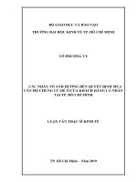 Các nhân tố ảnh hưởng đến quyết định mua căn hộ chung cư để ở của khách hàng cá nhân tại tp  hồ chí minh 