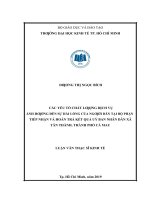 Các yếu tố chất lượng dịch vụ ảnh hưởng đến sự hài lòng của người dân tại bộ phận tiếp nhận và hoàn trả kết quả uỷ ban nhân dân xã tân thành, thành phố cà mau 