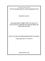 Hoàn Thiện Công Tác Quản Lý Ngân Sách Xã Trên Địa Bàn Huyện Đồng Hỷ, Tỉnh Thái Nguyên