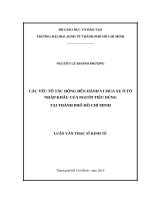 Các yếu tố tác động đến hành vi mua xe ô tô nhập khẩu của người tiêu dùng tại thành phố hồ chí minh 