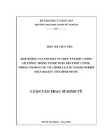 Ảnh hưởng của văn hóa tổ chức và chất lượng hệ thống thông tin kế toán đến chất lượng thông tin báo cáo tài chính tại các doanh nghiệp trên địa bàn tỉnh bình phước 
