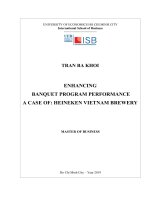 Enhancing banquet program performance a case of heineken vietnam brewery 
