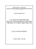 Các nhân tố ảnh hưởng đến năng lực cạnh tranh của ngân hàng TMCP đầu tư và phát triển việt nam 