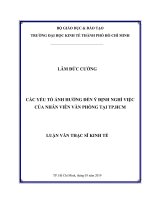 Các yếu tố ảnh hưởng đến ý định nghỉ việc của nhân viên văn phòng tại TP HCM 