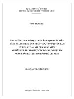 Ảnh hưởng của mối quan hệ lãnh đạo   nhân viên, hành vi lên tiếng của nhân viên, trao quyền tâm lý đến sự gắn kết của nhân viên nghiên cứu trường hợp  