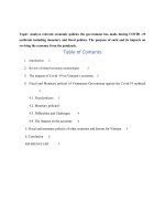 Chính sách tiền tệ và tài khóa của Chính phủ Việt Nam để ứng phó với dịch bệnh COVID 19 - Monetary and fiscal policies against COVID 19