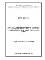 Các yếu tố ảnh hưởng đến sự tham gia của người dân trong việc xây dựng, duy tu nâng cấp các hẻm, vỉa hè trên địa bàn quận 3 