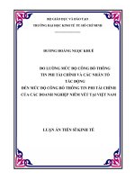 Đo lường mức độ công bố thông tin phi tài chính và các nhân tố tác động đến mức độ công bố thông tin phi tài chính của các doanh nghiệp niêm yết tại việt nam 