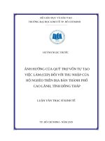 Ảnh hưởng của quỹ trợ vốn tự tạo việc làm (CEP) đối với thu nhập của hộ nghèo trên địa bàn thành phố cao lãnh, tỉnh đồng tháp 