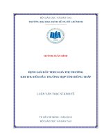 Định giá đất theo giá thị trường khi thu hồi đất trường hợp tỉnh đồng tháp 