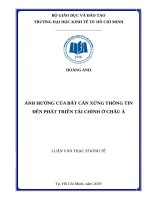 Ảnh hưởng của bất cân xứng thông tin đến phát triển tài chính ở châu á 