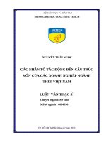 Các nhân tố tác động đến cấu trúc vốn của các doanh nghiệp ngành thép việt nam​ 