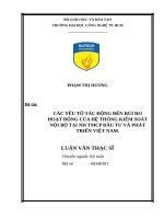 Các yếu tố tác động đến rủi ro hoạt động của hệ thống kiểm soát nội bộ tại NH TMCP đầu tư và phát triển việt nam​ 