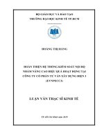 Hoàn thiện hệ thống kiểm soát nội bộ nhằm nâng cao hiệu quả hoạt động tại công ty cổ phần tư vấn xây dựng điện 3 (EVNPECC3) 