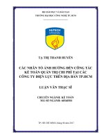 Các nhân tố ảnh hưởng đến công tác kế toán quản trị chi phí tại các công ty điện lực trên địa bàn TP  HCM​ 