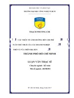 Các nhân tố ảnh hưởng đến chi phí tuân thủ thuế của các doanh nghiệp nhỏ và vừa trên địa bàn thành phố hồ chí minh​ 
