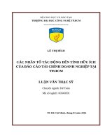 Các nhân tố tác động đến tính hữu ích của báo cáo tài chính doanh nghiệp tại TP  HCM​ 