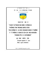 Các yếu tố ảnh hưởng đến mức độ công bố thông tin trong báo cáo tài chính của các doanh nghiệp niêm yết trên sở giao dnch chứng khoán thành phố hồ chí minh​ 