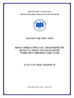 Hoàn thiện công tác thẩm định tín dụng cá nhân tại ngân hàng TNHH MTV shinhan việt nam 