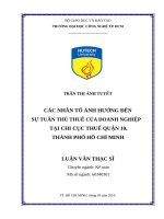 Các nhân tố ảnh hưởng đến sự tuân thủ thuế của doanh nghiệp tại chi cục thuế quận 10, thành phố hồ chí minh​ 