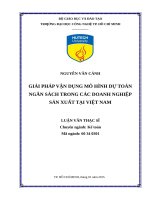 Giải pháp vận dụng mô hình dự toán ngân sách trong các doanh nghiệp sản xuất tại việt nam​ 