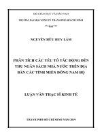 Phân tích các yếu tố tác động đến thu ngân sách nhà nước trên địa bàn các tỉnh miền đông nam bộ 