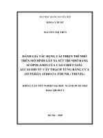 Đánh giá tác dụng cải thiện trí nhớ trên mô hình gây sa sút trí nhớ bằng scobolamin của cao chiết giàu alcaloid từ cây thạch tùng răng cưa (HUPERZIA SERRATA (THUNB ) TREVIS ) 