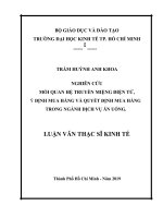 Nghiên cứu mối quan hệ truyền miệng điện tử, ý định mua hàng và quyết định mua hàng trong ngành dịch vụ ăn uống 