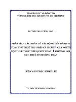 Phân tích các nhân tố tác động đến hành vi tuân thủ thuế TNCN của người nộp thuế trực tiếp quyết toán thuế trường hợp cục thuế tỉnh đồng tháp 