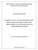 Nghiên cứu các yếu tố ảnh hưởng tới ý định sử dụng hệ thống chiếu sáng thông minh của người tiêu dùng tại thành phố hồ chí minh 