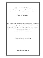 Phân tích ảnh hưởng của mức độ công bố thông tin rủi ro đến giá trị thích hợp thông tin kế toán của các công ty niêm yết trên thị trường chứng khoán việt nam 