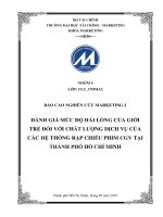 ĐÁNH GIÁ MỨC ĐỘ HÀI LÒNG CỦA GIỚI TRẺ ĐỐI VỚI CHẤT LƯỢNG DỊCH VỤ CỦA CGV